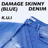 K.U.I - DAMAGE SKINNY DENIM (BLUE)